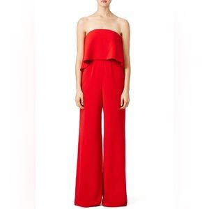 Jay Godfrey RED RETRO RUFFLE JUMPSUIT SIZE 4